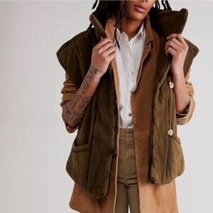 Free People Olive and Tan Jacket